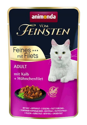 ANIMONDA Kat Vom Feinsten Adult Kalfsvlees & Kip Filet Zakje 85g