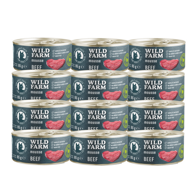 WILD FARM Mousse Rund 12x80g - graanvrije mousse voor katten
