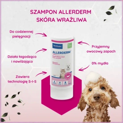 Virbac Allerderm shampoo voor de gevoelige huid van honden en katten 250 ml
