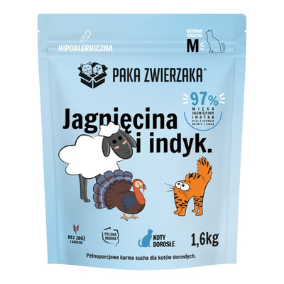 Paka Zwierzaka - Droog kattenvoer lam en kalkoen ''M'' 1,6kg