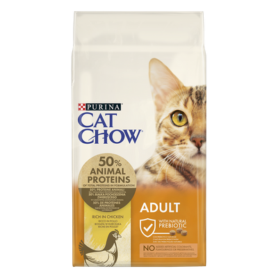 Purina Cat Chow Adult Chicken And Rice 15kg + Groominghandschoen - Cat Chow GRATIS 