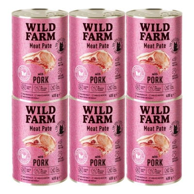 WILD FARM Pate Pork 6x400g - glutenvrij kattenvoer