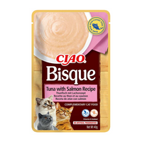 INABA Cat Ciao Bisque - tonijn en zalm smaak aanvullende voeding voor katten 40g