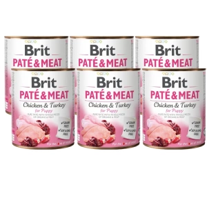 Brit Paté & Vlees voor Puppy Kip met Kalkoen 6x800g