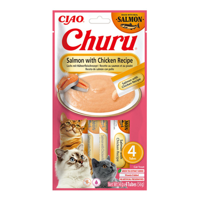 INABA CAT CHURU Zalm Met Kip 4x14g