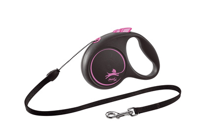 Flexi leash Black Design M Touw 5m tot 25kg Roze
