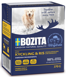 BOZITA Dog Kip en Rijst in Jell-O 370g