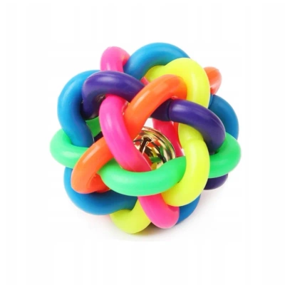 NUXIE Hondenspeeltje geweven rubberen bal met bel 6cm