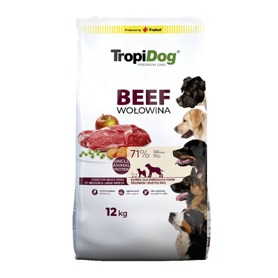 Tropidog Premium Adult Medium & Large Breed Beef & Rice 12kg 