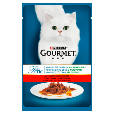 Purina Gourmet Perle Kattenvoer Mini Filets in Rundvlees en Wortelsaus 85g