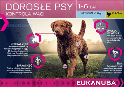 Eukanuba Adult Large Breed Weight Control Chicken 15kg + GRATIS een verrassing voor je hond!