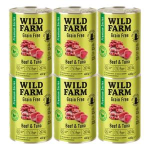 WILD FARM Premium Graanvrij Rundvlees en Tonijn 6x400g - graanvrij kattenvoer