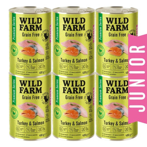 WILD FARM Premium Grain Free Kalkoen en Zalm 6x400g - graanvrij kittenvoer