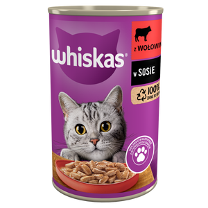 WHISKAS Nat Kattenvoer 1+ met Rundvlees in Saus 400g
