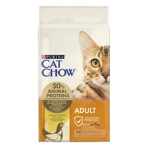 Purina Cat Chow Adult Chicken And Rice 15kg + Groominghandschoen - Cat Chow GRATIS