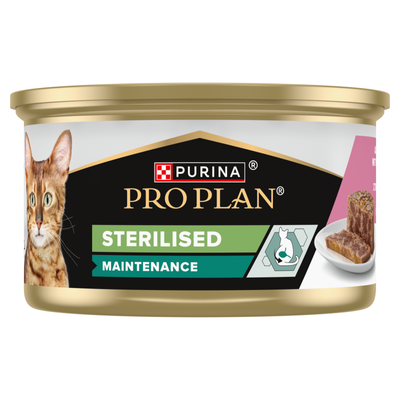 PRO PLAN Gesteriliseerde vochtige zalm en tonijnpaté Nat kattenvoer 12x85g