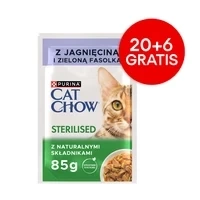 CAT CHOW Gesteriliseerd kattenvoer met lam en sperziebonen in saus 85g - 20 SASKETS + 6 GRATIS !!! + Groominghandschoen - Cat Chow GRATIS 