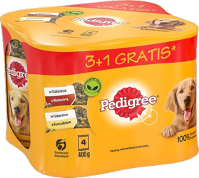 Pedigree Adult 3+1 blik natvoer voor honden (2x kip, 2x rund) 4x400g