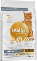 IAMS-Dry voeding voor Vitality Indoor voor volwassen en senior katten die niet thuis wonen, kip 10kg