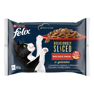 FELIX Heerlijk Gesneden Landelijke Smaken Nat Kattenvoer 4x80g