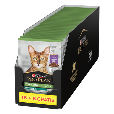 Purina Pro Plan Gesteriliseerd met eend voor katten 26x85g (18+8 GRATIS)