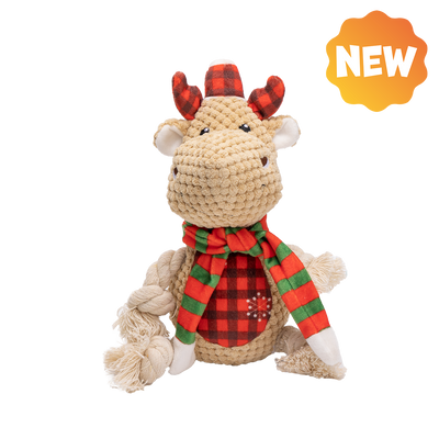 UNIQ PETS PLUS SQUEAKIES hondenspeeltje rudolf met pieper 27x12x12cm