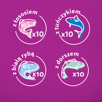 WHISKAS Adult Zakjes 40 x 85 g Fishy Treats - natvoer voor volwassen katten in gelei (stukjes met: zalm, tonijn, kabeljauw, witte vis)