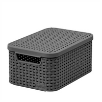 Curver Rattan Style Mand met deksel grijs S