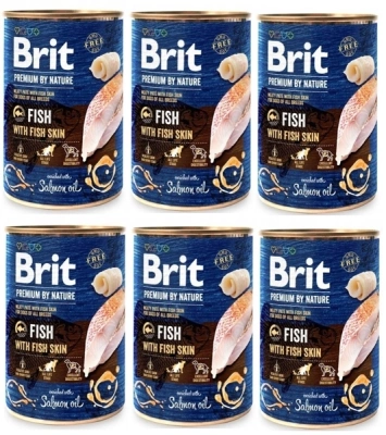 Brit Premium By Nature Vis met vissenhuid 6x400g