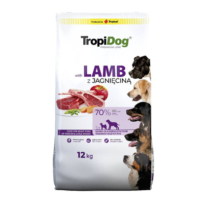 Tropidog Premium Adult Medium & Large Breed Lamb & Rice 12kg