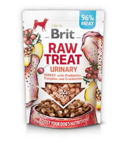 BRIT CARE Hond Rauwe Traktatie Urine Kalkoen met Probiotica, Pompoen en Veenbessen 40g