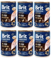 Brit Premium By Nature Vis met vissenhuid 6x400g