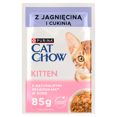 CAT CHOW Kittenvoer met lam en courgette in saus 85g - 20 PACKS + 6 GRATIS !!!