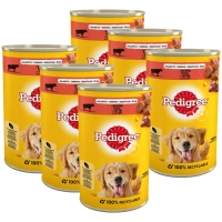 Pedigree Natvoer voor Volwassen Honden met Rundvlees Jell-O 6x1200g