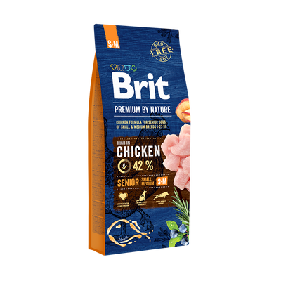 Brit Premium By Nature Senior S+M met Kip 15kg + GRATIS een verrassing voor je hond!