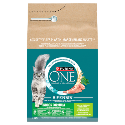 Purina One Indoor Cat Adult Voeding met kalkoen voor katten 3kg
