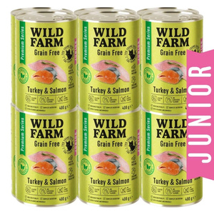 WILD FARM Premium Grain Free Kalkoen en Zalm 12x400g - graanvrij kittenvoer
