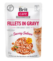 Brit Care Kattenbrokjes Filets In Jus Met Hartige Zalm Verrijkt Met Duindoorn En Oost-Igentroost 85g