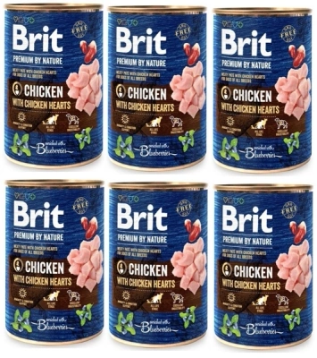 Brit Premium By Nature Kip met Kippenhartjes 6x800g