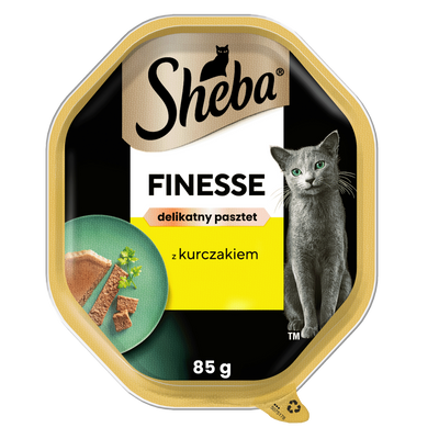 SHEBA Finesse tray 85 g - volledig natvoer voor volwassen katten, met kip, in paté