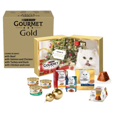 Purina Gourmet Gold Pieces in sausmix 96x85g + Purina® Gourmet™ - Kerstfeest voor de katachtige fijnproever - adventskalender