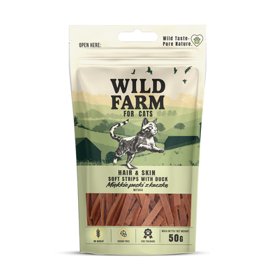 WILD FARM hair&skin zachte eendreepjes 50g kattensnoepje