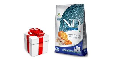 Farmina N&D Ocean Canine Adult Medium&Maxi Kabeljauw Pompoen&Sinaasappel 12kg + GRATIS een verrassing voor je hond!
