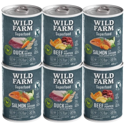 Wild Farm Superfood Rund 6x400g graanvrij hondenvoer MIX