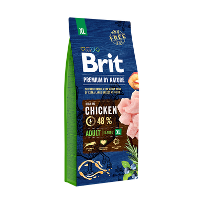 Brit Premium By Nature Adult XL met Kip 15kg + GRATIS een verrassing voor je hond!