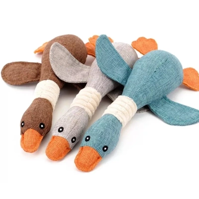 Pluche bijtspeeltje met pieper 34cm (eend)