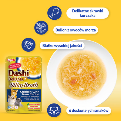 INABA Dashi Delights Zijdezachte Bouillon Kip met Tonijn &amp; Zalm Recept 40g
