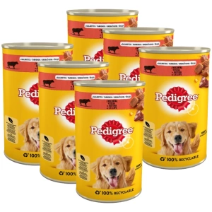 Pedigree Natvoer voor Volwassen Honden met Rundvlees Jell-O 6x1200g
