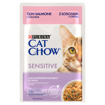 CAT CHOW Sensitive Kattenvoer met Zalm en Courgette in Saus 85g - 20 SIZEN + 6 GRATIS !!!