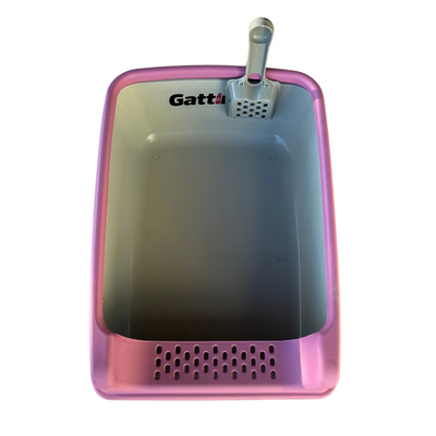 Roze kattenbak met spatel 20cm x 35xm x 50cm